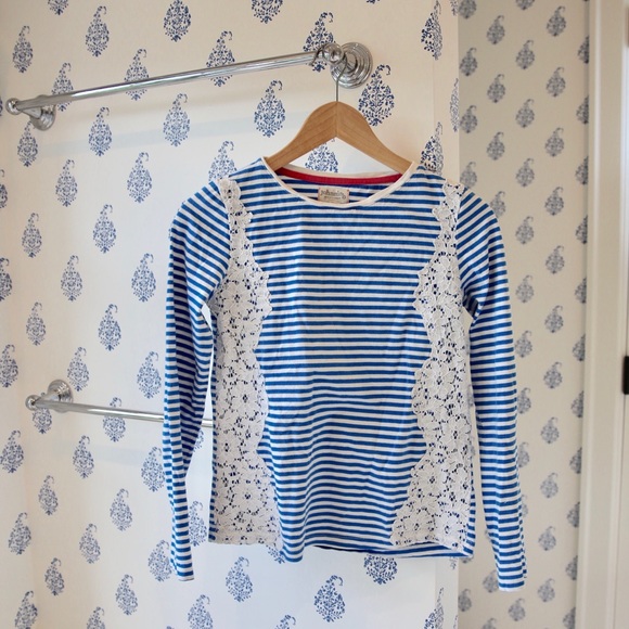 Boden Tops - Long Sleeved Blue Striped Tee